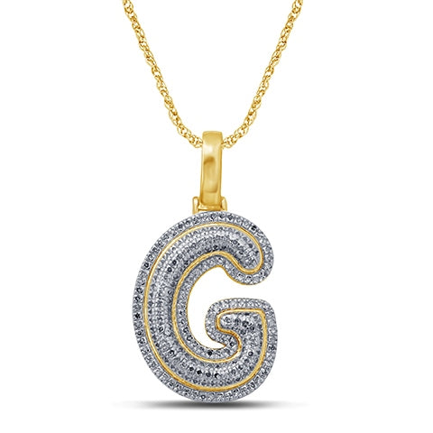 10KT 0.30-0.43CT DIAMOND PENDANT BUBBLE STYLE INITIAL G