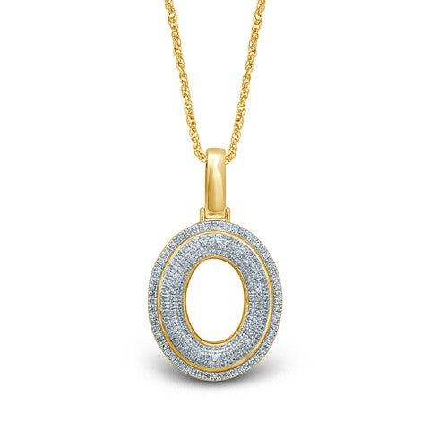10KT 0.27-0.42CT DIAMOND PENDANT BUBBLE STYLE INITIAL O
