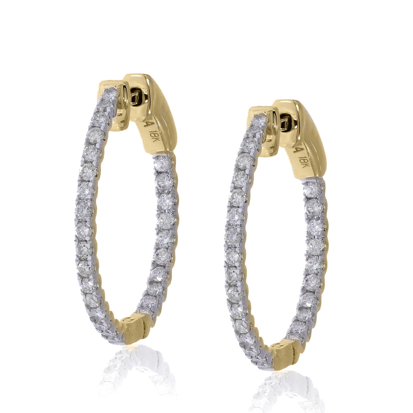 REAL DIAMOND 14KT GOLD HOOP EARRING 0.94 - 1.01 CT