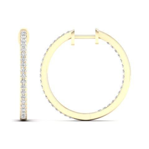 REAL DIAMOND 14KT HOOP EARRING 0.50 CT DIAMOND
