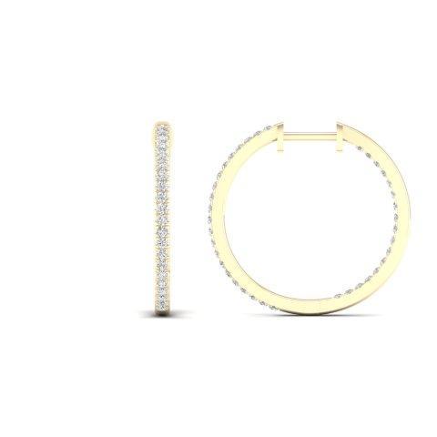 REAL DIAMOND 14KT HOOP EARRING 0.74 - 0.75 CT DIAMOND