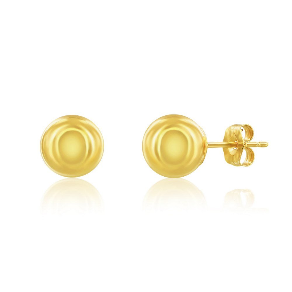 14K Yellow Gold, 7mm Polished Ball Studs