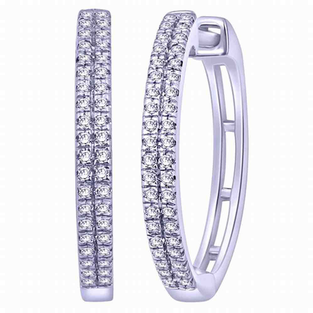 925 STERLING SILVER DIAMOND HOOP EARRING
