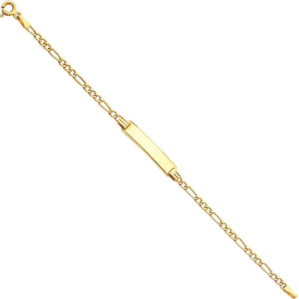 14KT REAL GOLD BABY ID BRACELET WITH FIGARO LINK
