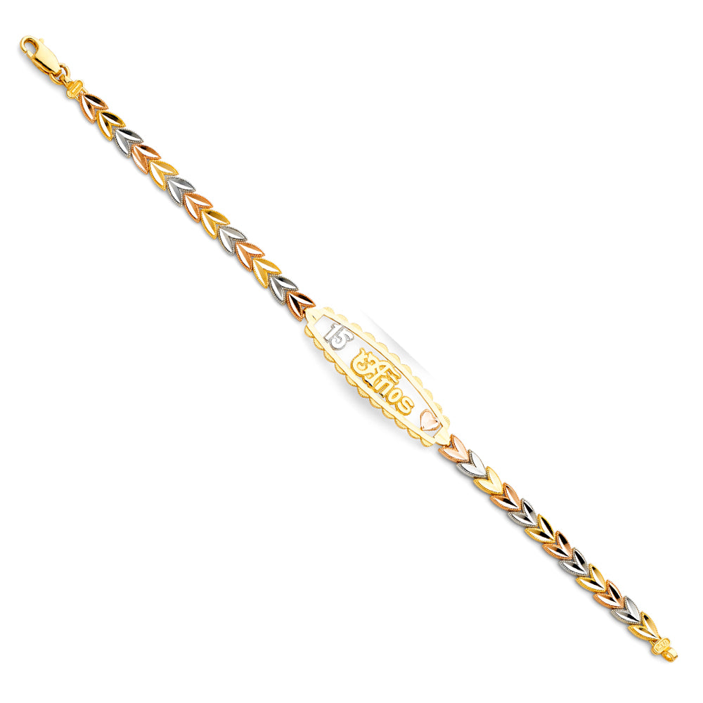14KT REAL GOLD 15 AÑOS TRICOLOR BRACELET