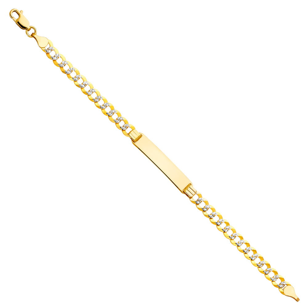 14KT REAL GOLD CUBAN TWO-TONE LINK BABY ID BRACELET