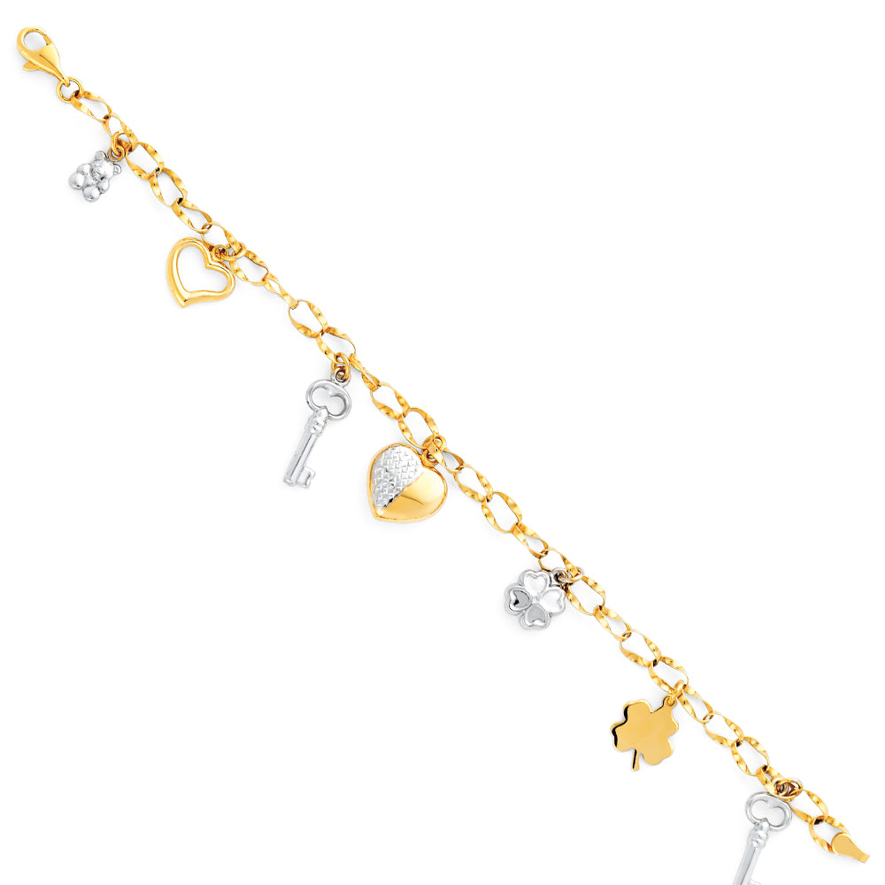 14KT REAL GOLD FANCY BRACELET DUO COLOR