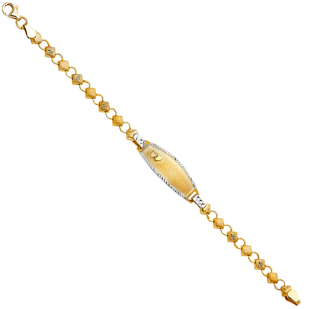 14KT REAL GOLD TWO-TONE FANCY ID BRACELET