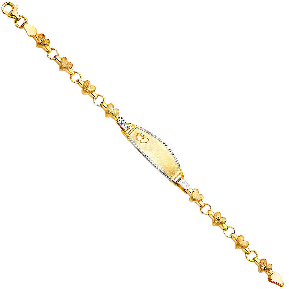 14KT REAL GOLD TWO-TONE FANCY ID BRACELET