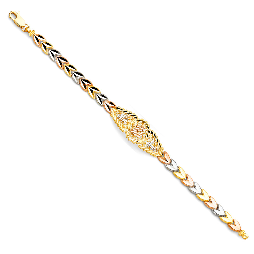 14KT REAL GOLD 15 AÑOS TRICOLOR BRACELET