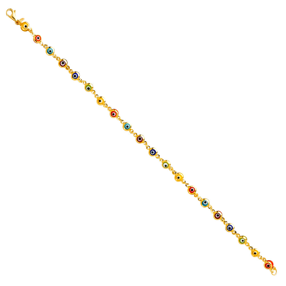 14KT REAL GOLD EVIL EYE BRACELET