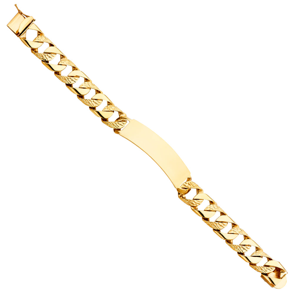 14KT REAL GOLD MEN ID BRACELET WITH CUBAN LINK