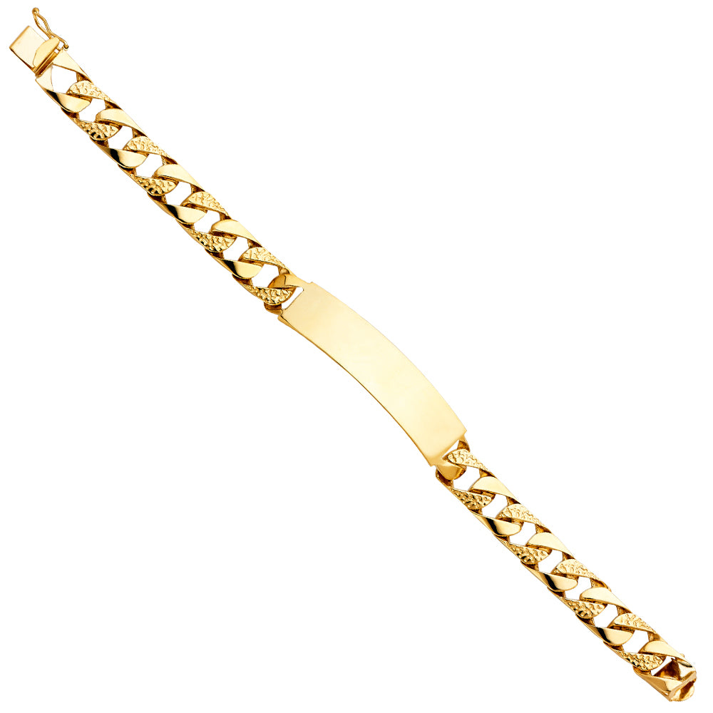 14KT REAL GOLD MEN ID BRACELET CUBAN LINK