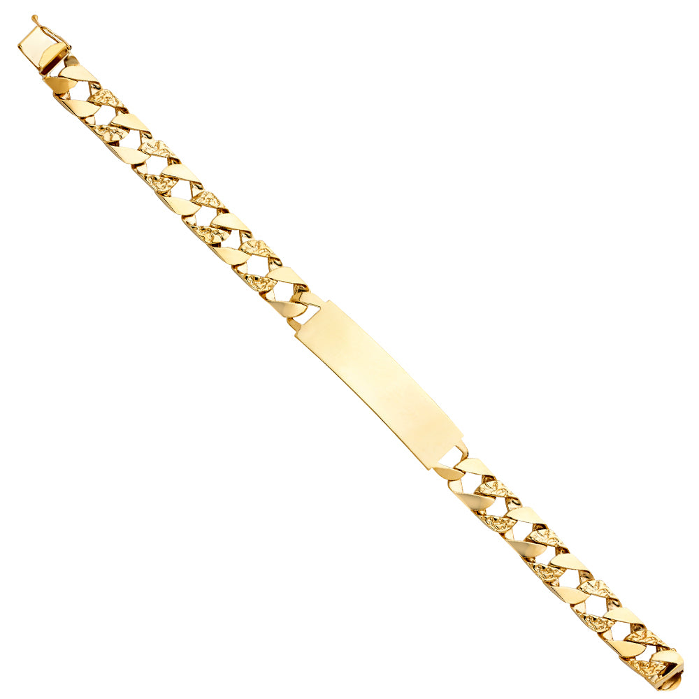 14KT REAL GOLD MEN ID BRACELET WITH CUBAN LINK