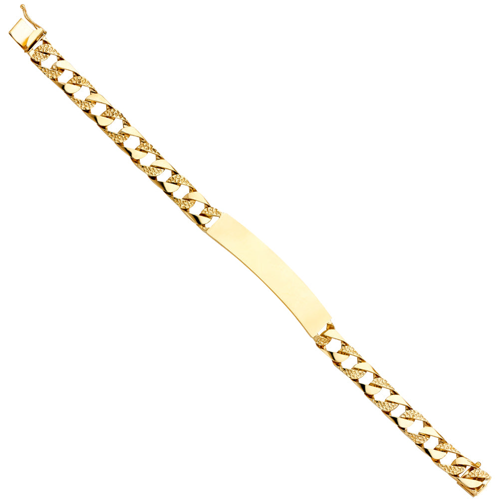 14KT REAL GOLD MEN ID BRACELET CUBAN LINK