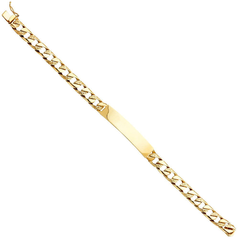 14KT REAL GOLD MEN CUBAN LINK ID BRACELET