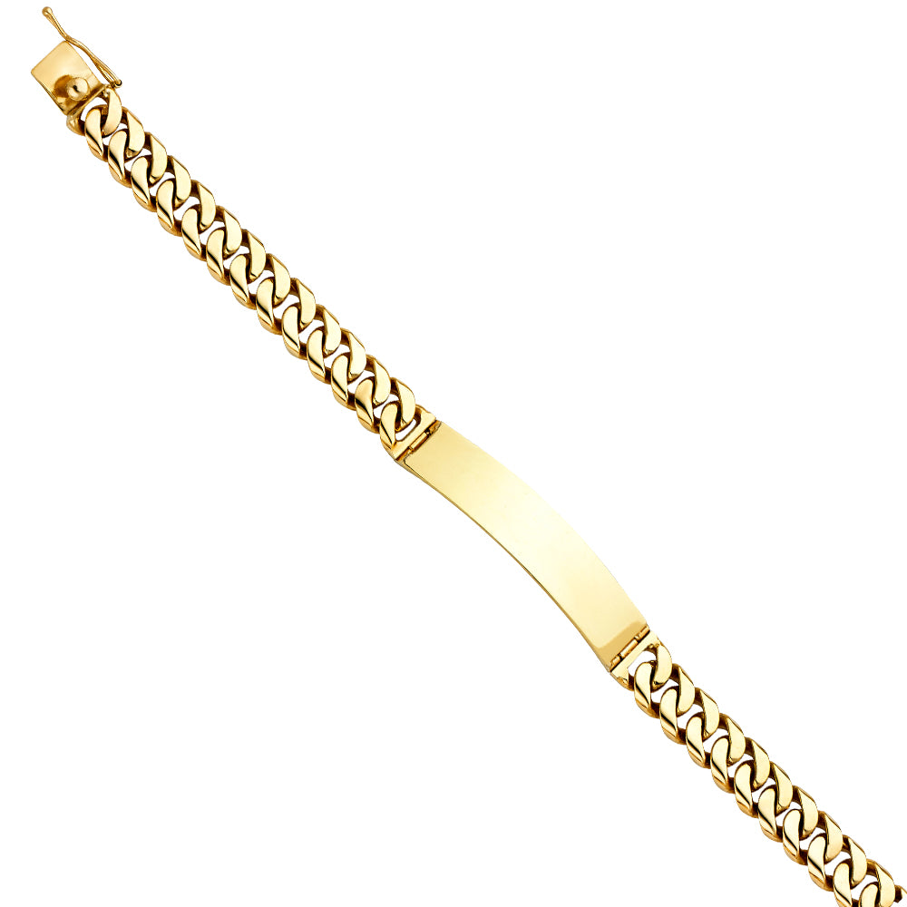 14KT REAL GOLD MEN'S ID BRACELET WITH MIAMI CUBAN LINK