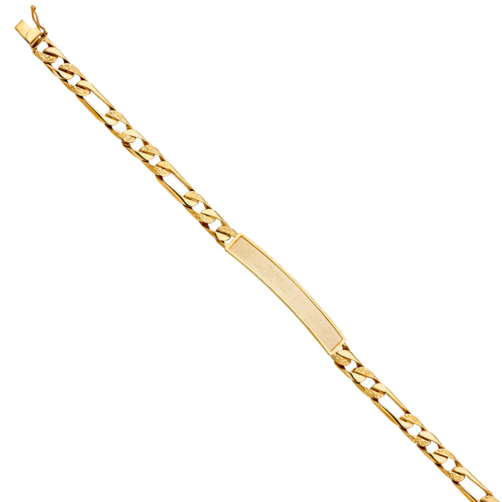 14KT REAL GOLD MEN ID BRACELET FIGARO STYLE