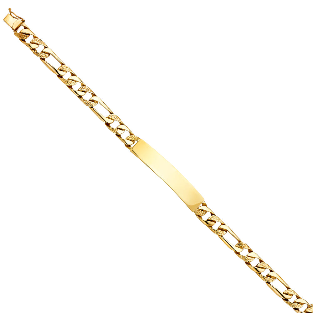 14KT REAL GOLD MEN'S ID BRACELET FIGARO STYLE