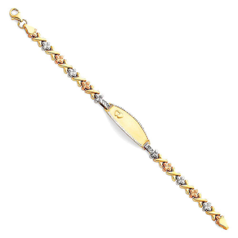 14KT REAL GOLD FANCY LINK ID BRACELET