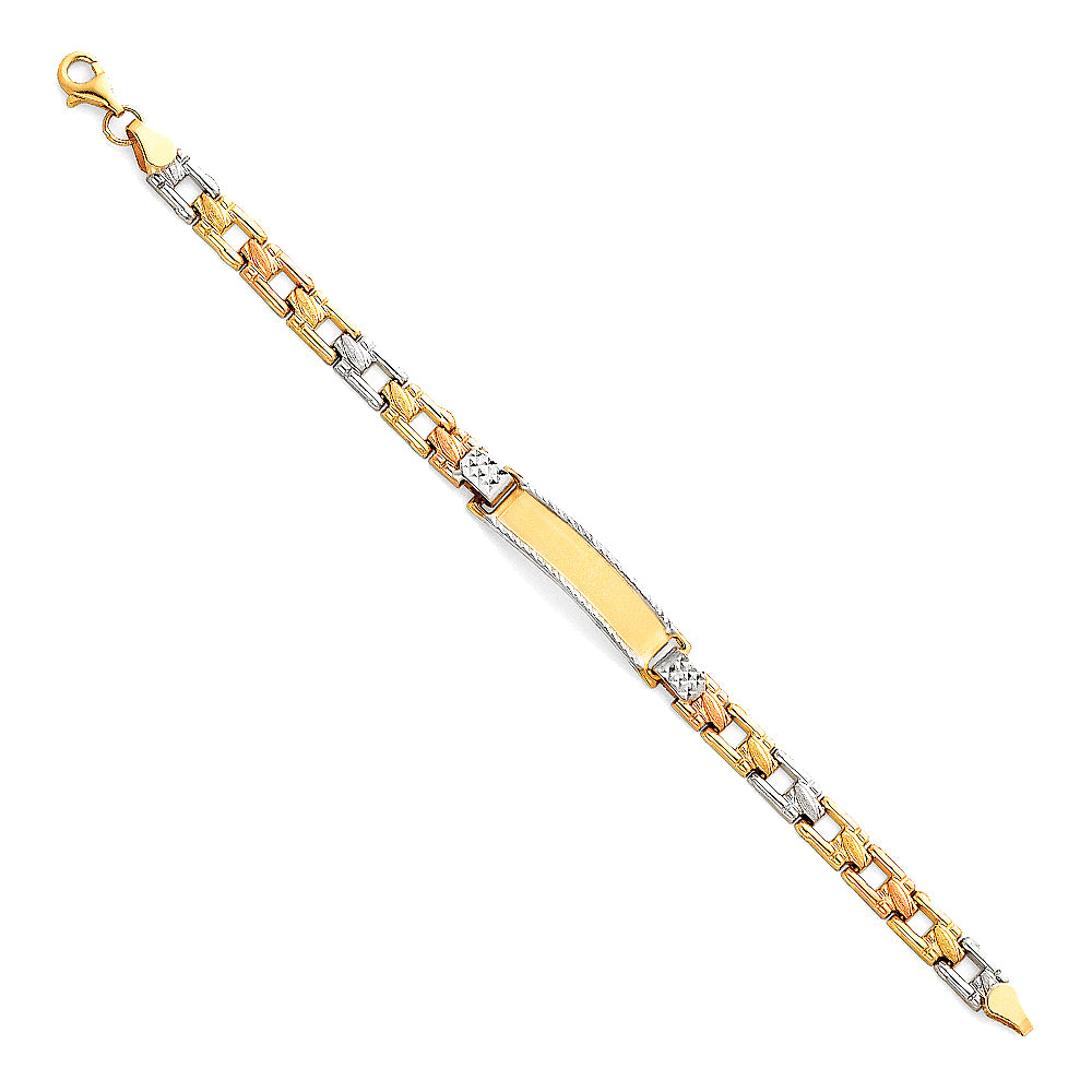 14KT REAL GOLD FANCY UNISEX ID BRACELET