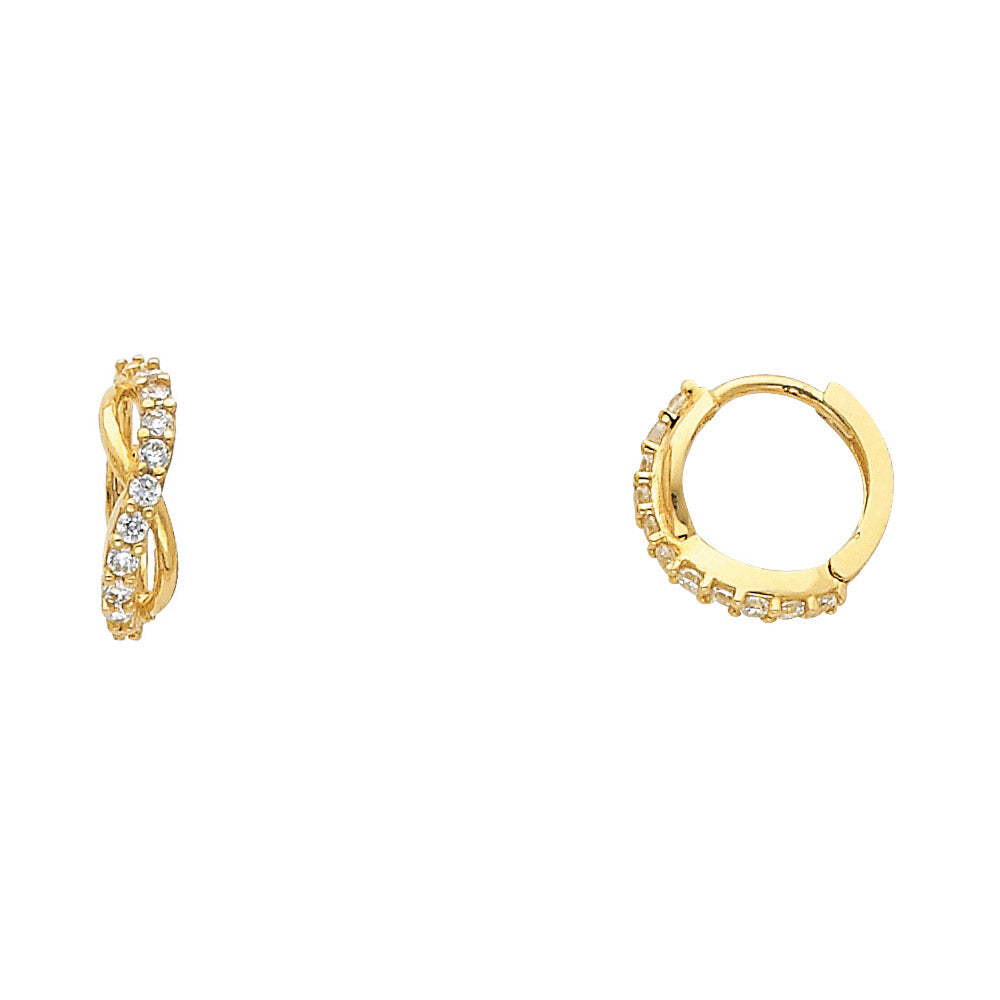 14KT REAL GOLD FANCY HUGGIE EARRING FOR WOMEN