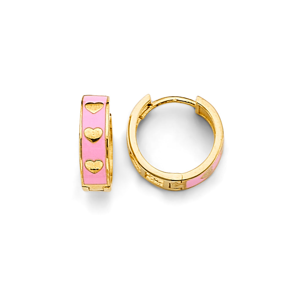 14KT REAL GOLD FANCY HUGGIE EARRING FOR WOMEN