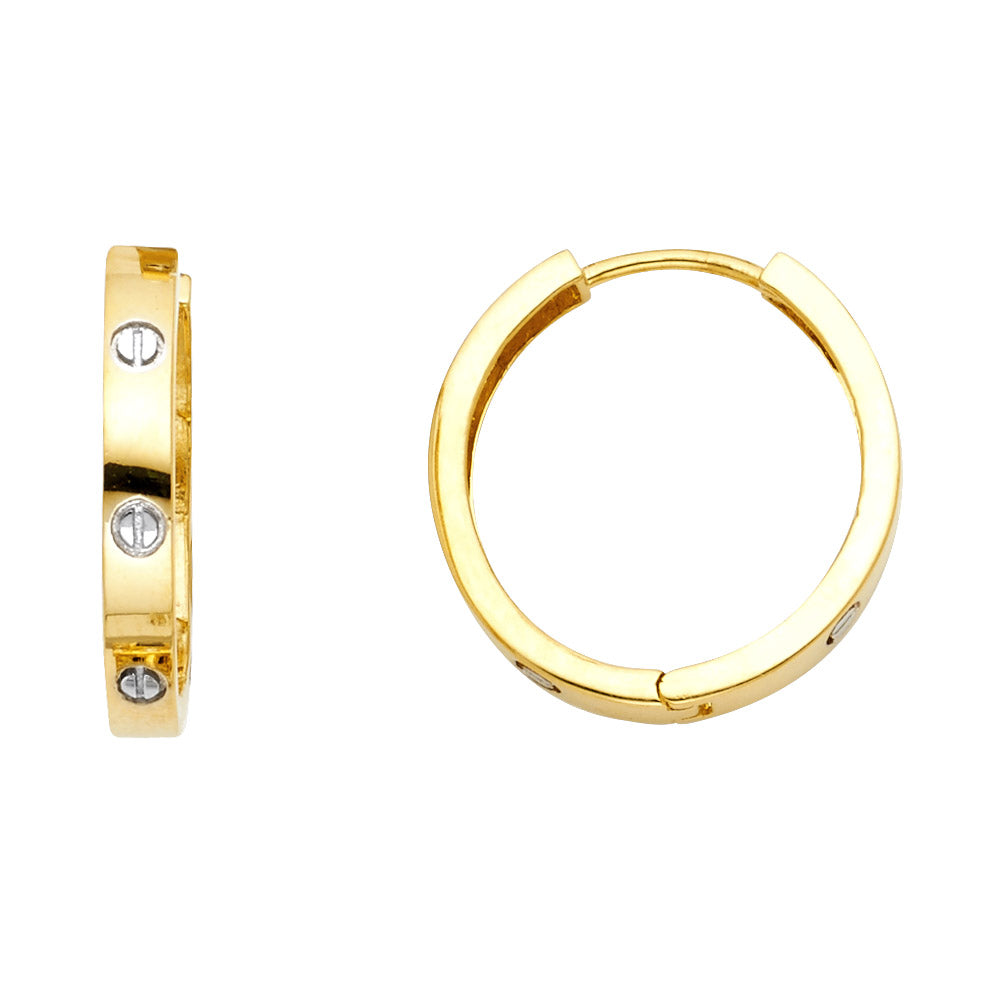 14KT REAL GOLD FANCY HOOP EARRING