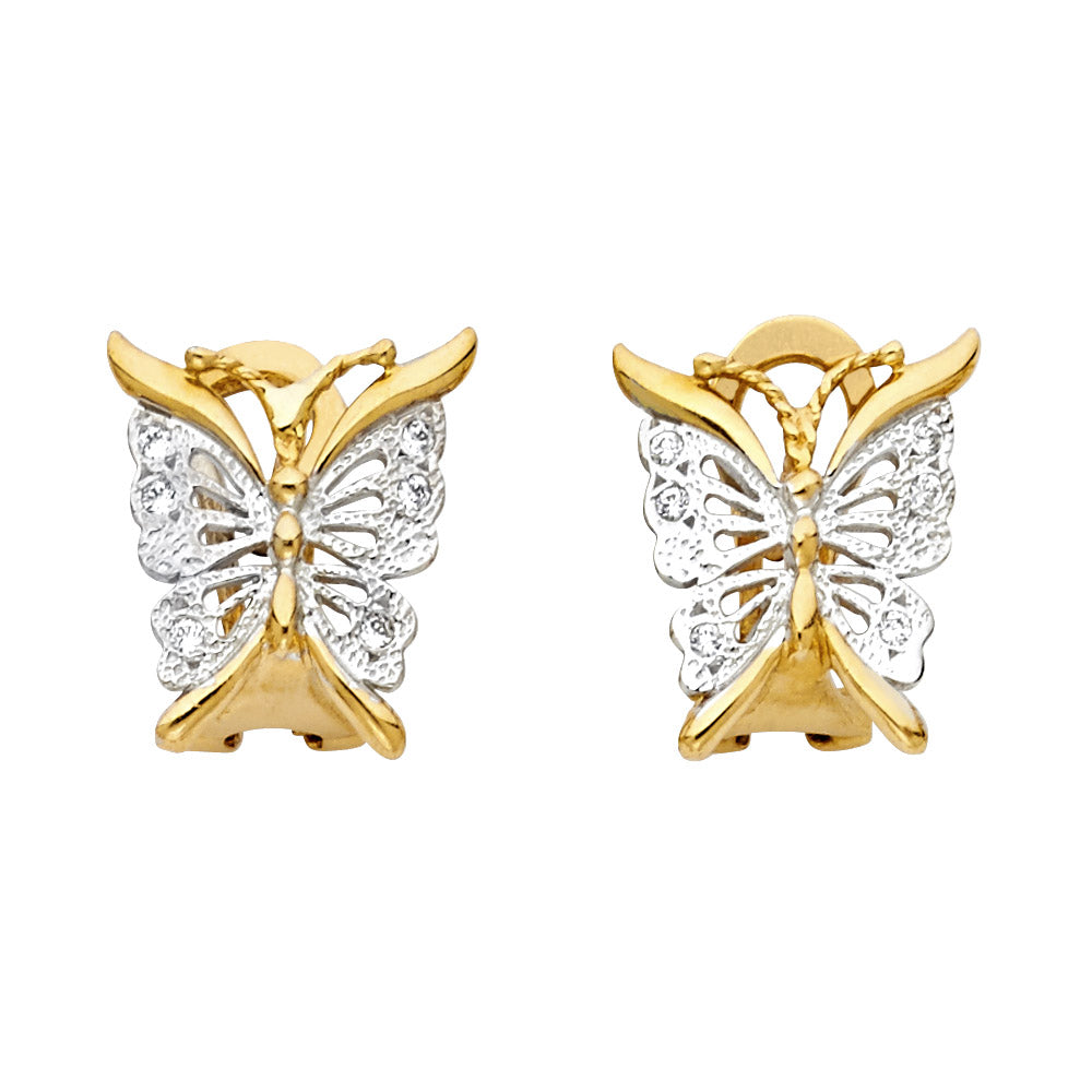 14KT REAL GOLD PUSH BACK BUTTERFLY EARRINGS