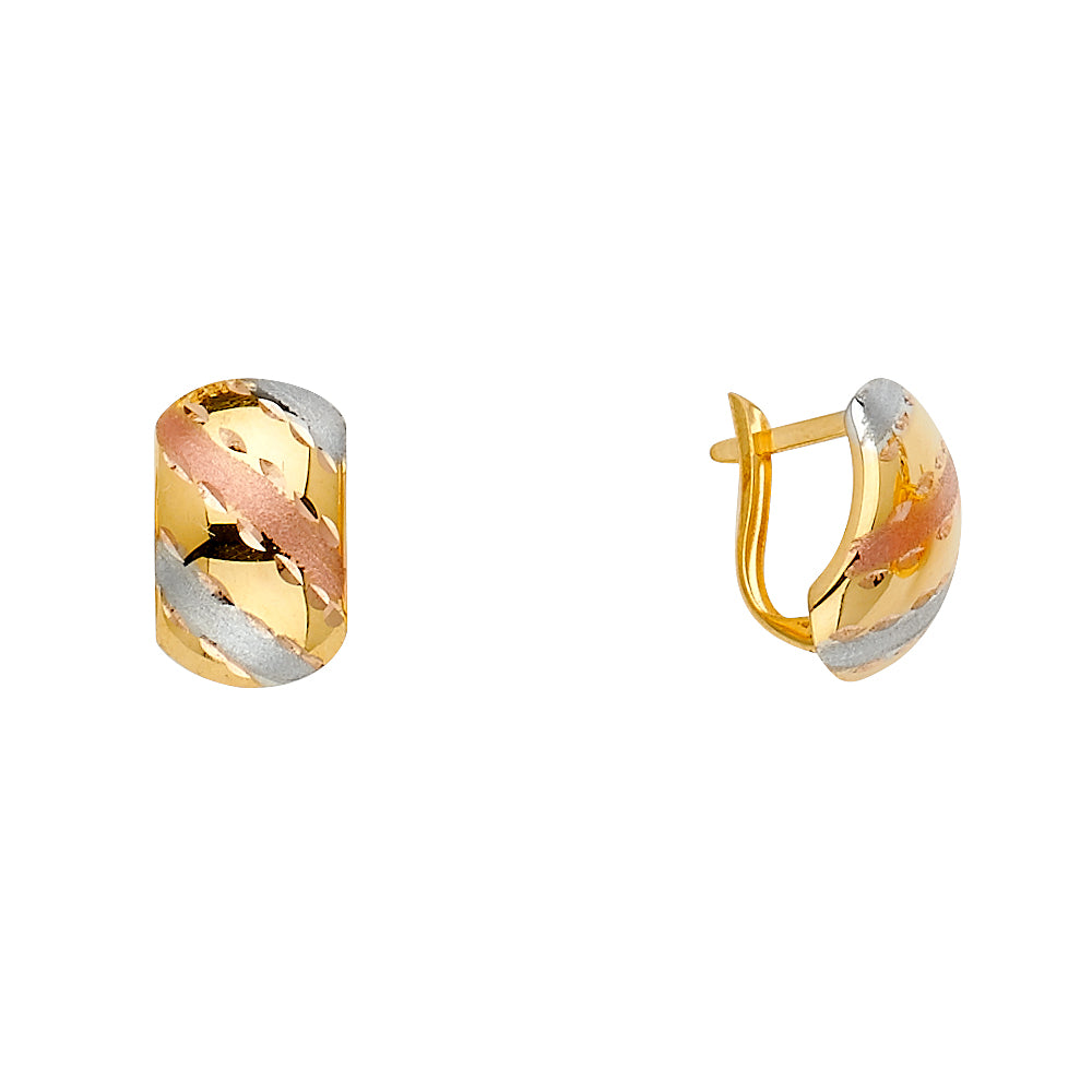 14kt REAL GOLD TRICOLOR HUGGIES EARRING