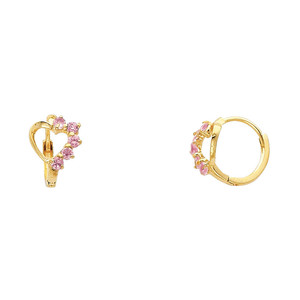 14KT REAL GOLD HEART HUGGIES EARRINGS