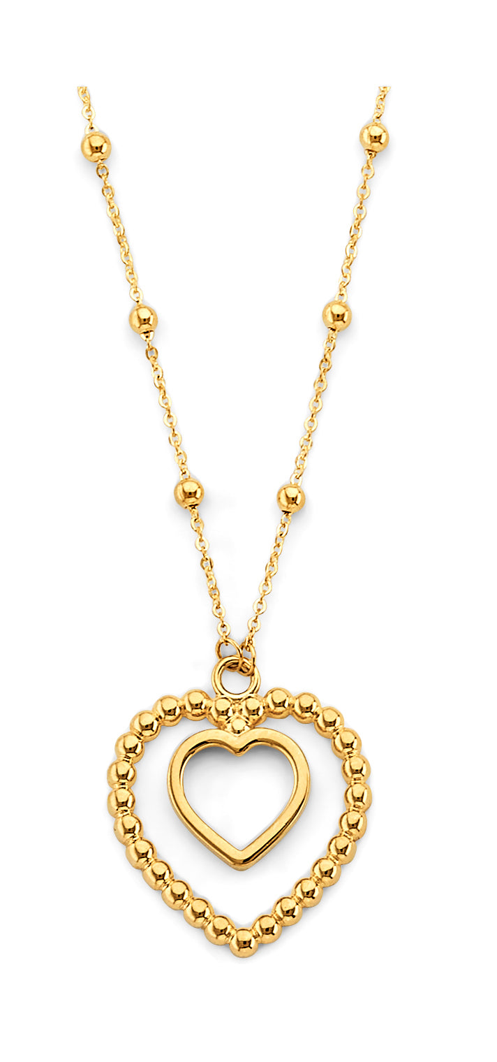 14KT REAL GOLD HEART NECKLACE FOR WOMEN