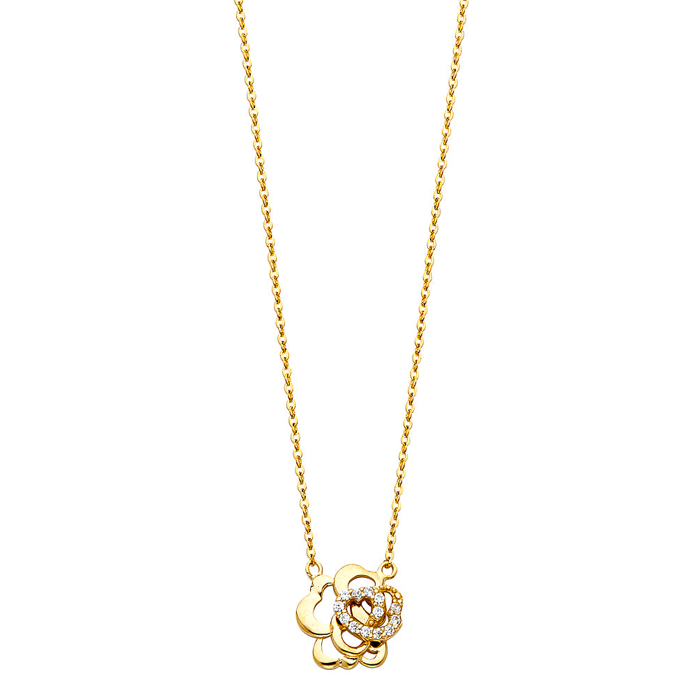 14KT REAL GOLD FLOWER NECKLACE FOR WOMEN
