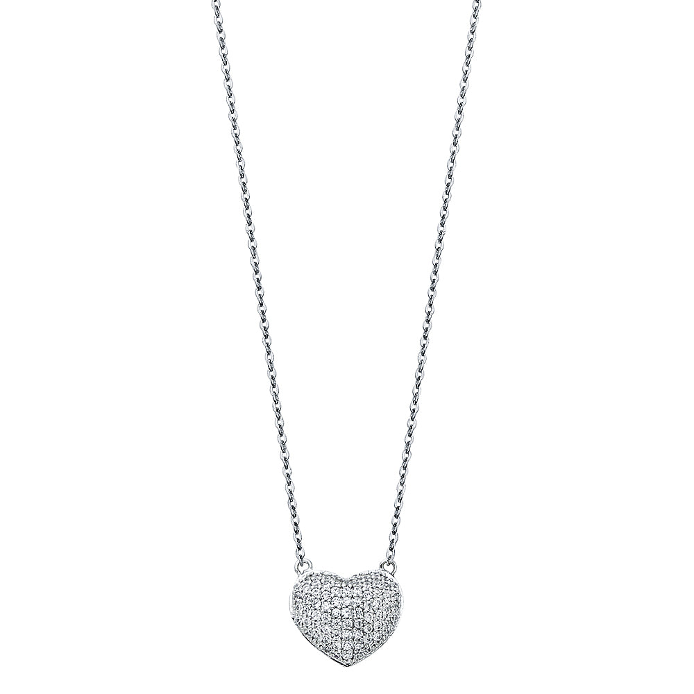 14KT REAL WHITE GOLD HEART NECKLACE