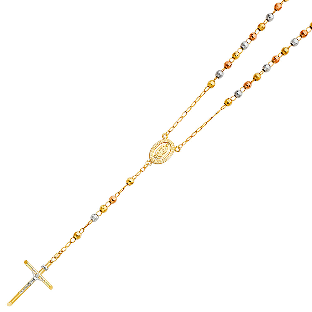 14KT REAL GOLD ROSARY NECKLACE