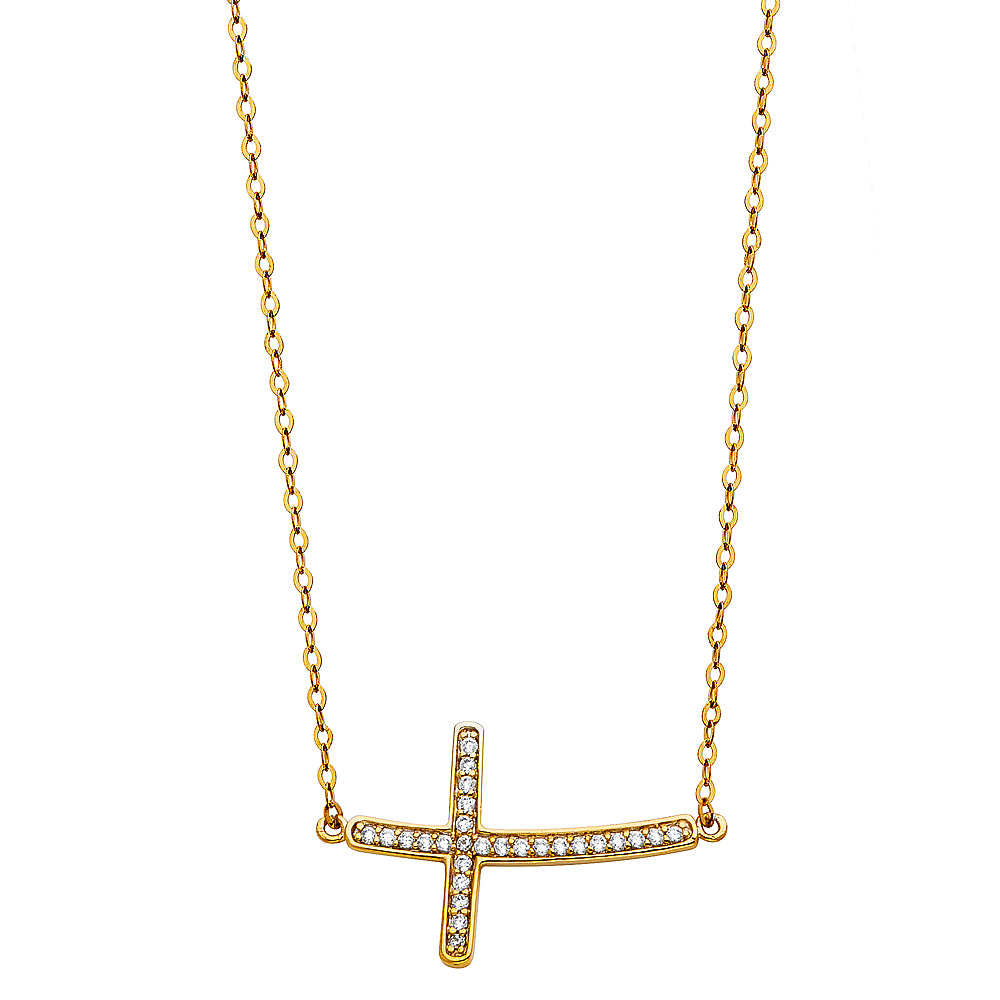 14KT REAL GOLD CROSS NECKLACE FOR WOMEN