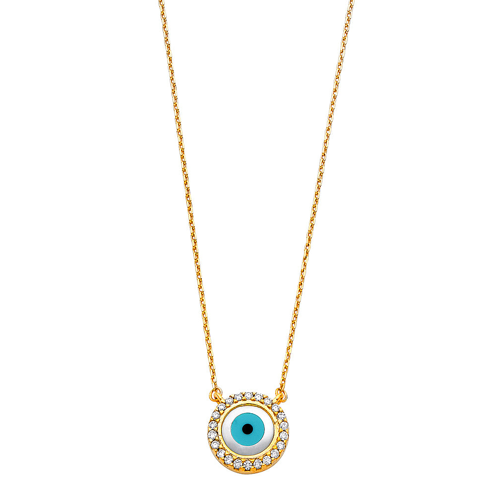 14KT REAL GOLD EYE NECKLACE FOR WOMEN