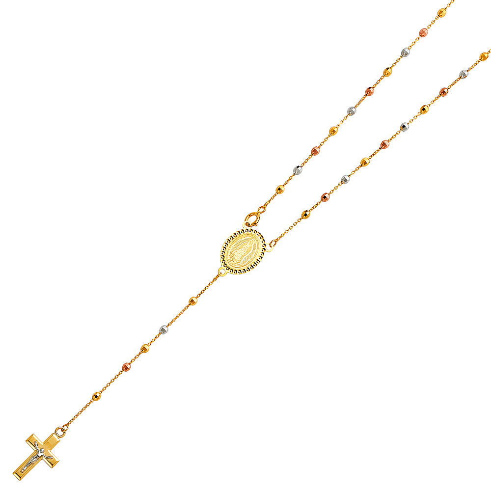 14KT REAL GOLD ROSARY NECKLACE