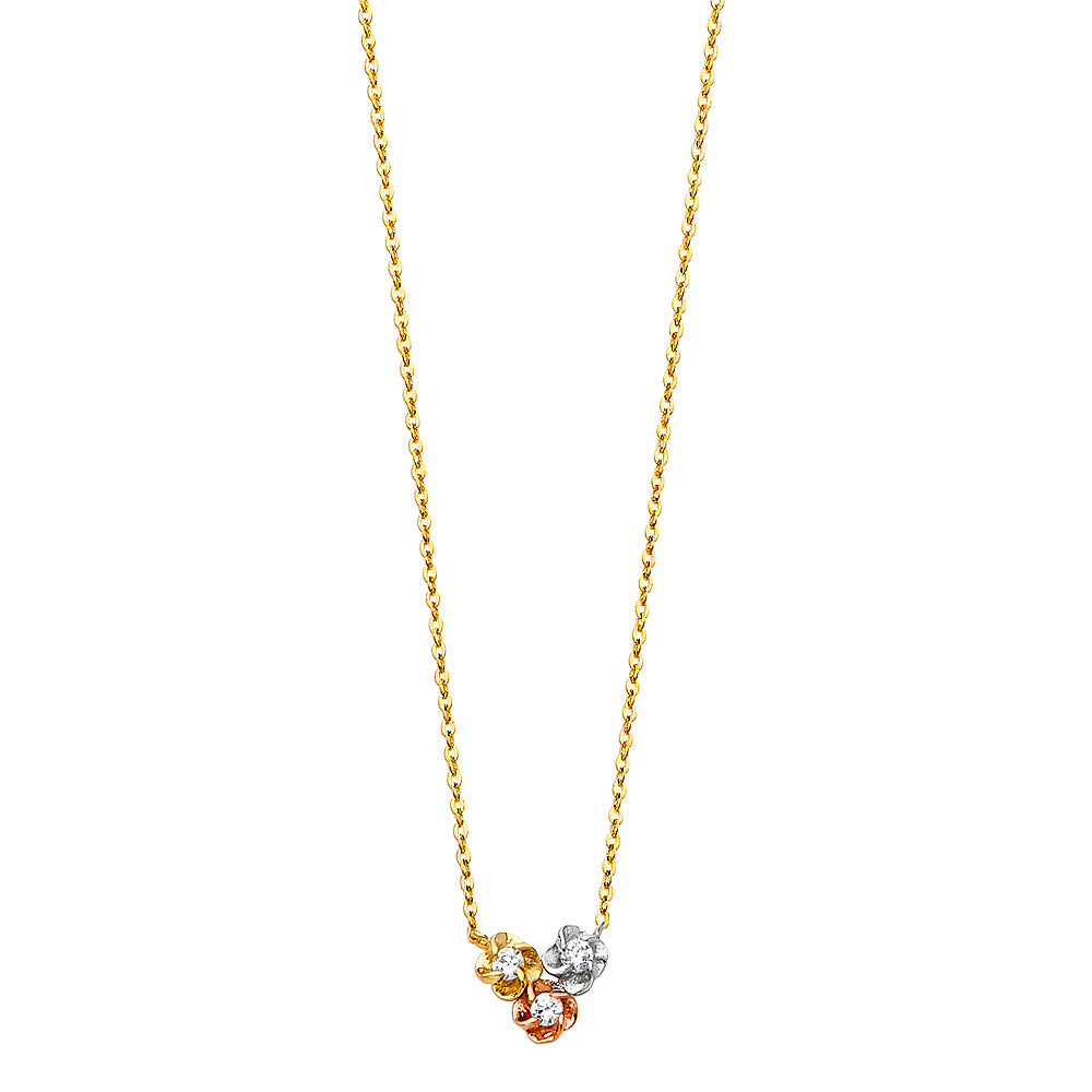14KT REAL GOLD FLOWER NECKLACE