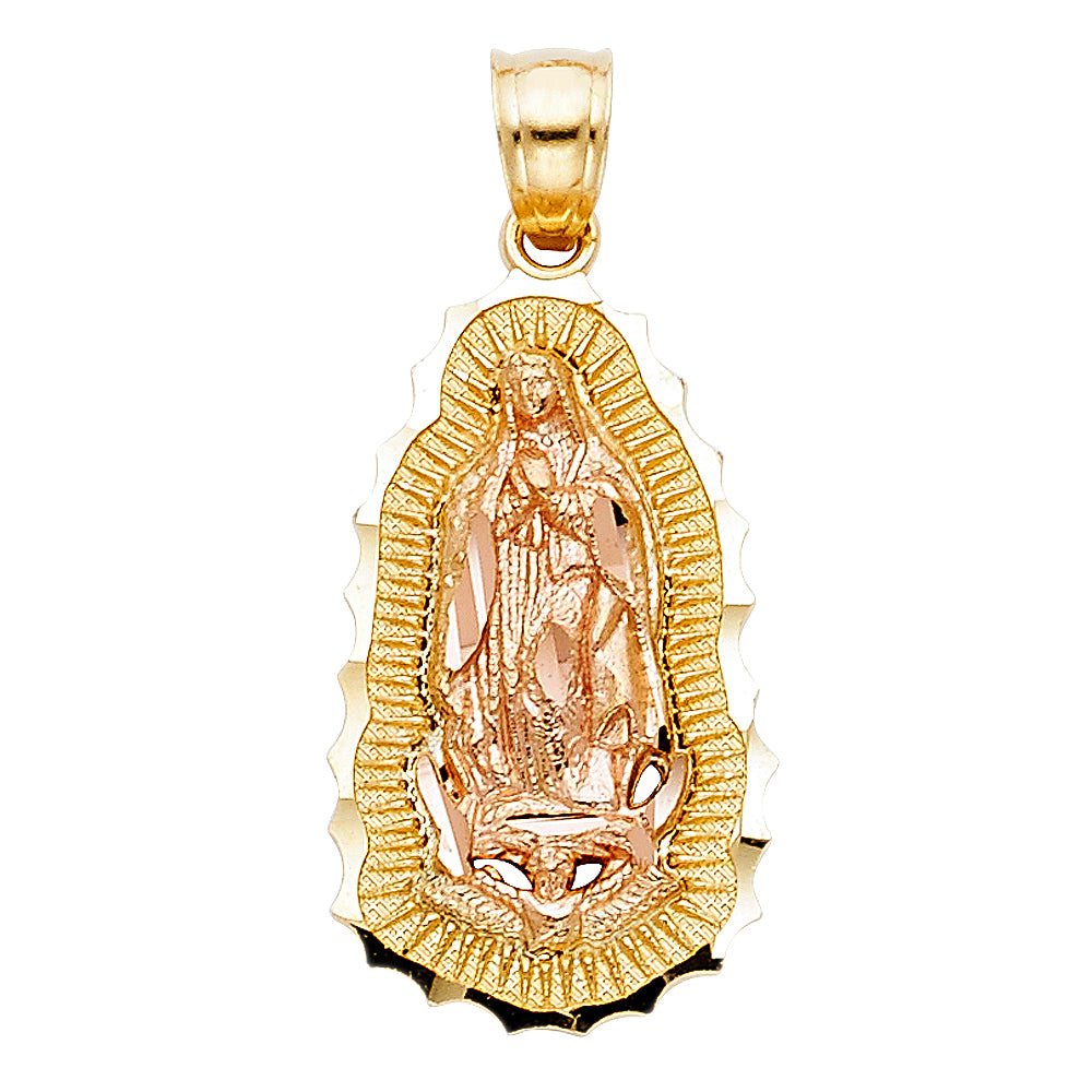 14KT REAL GOLD TWO-TONE VIRGIN MARY PENDANT
