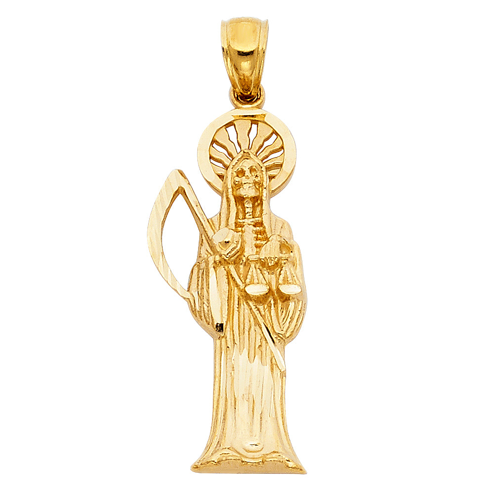 14KT REAL GOLD SANTA MUERTE PENDANT