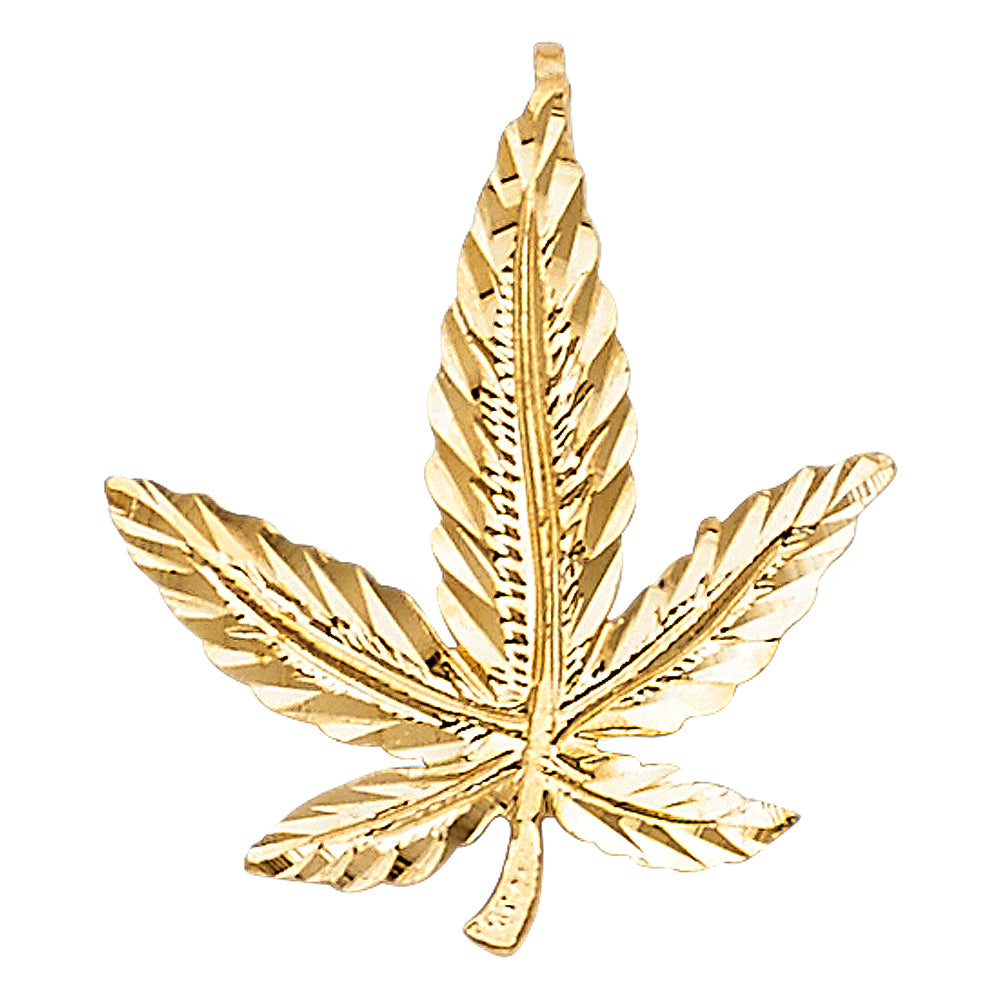 14KT REAL GOLD WEED LEAF