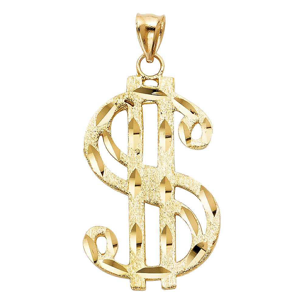 14KT REAL GOLD DOLLAR SIGN PENDANT