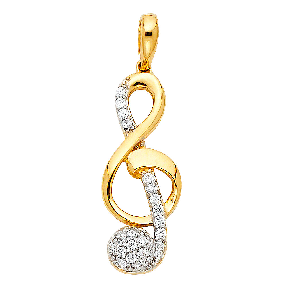 14KT REAL GOLD MUSIC NOTE PENDANT FOR WOMEN