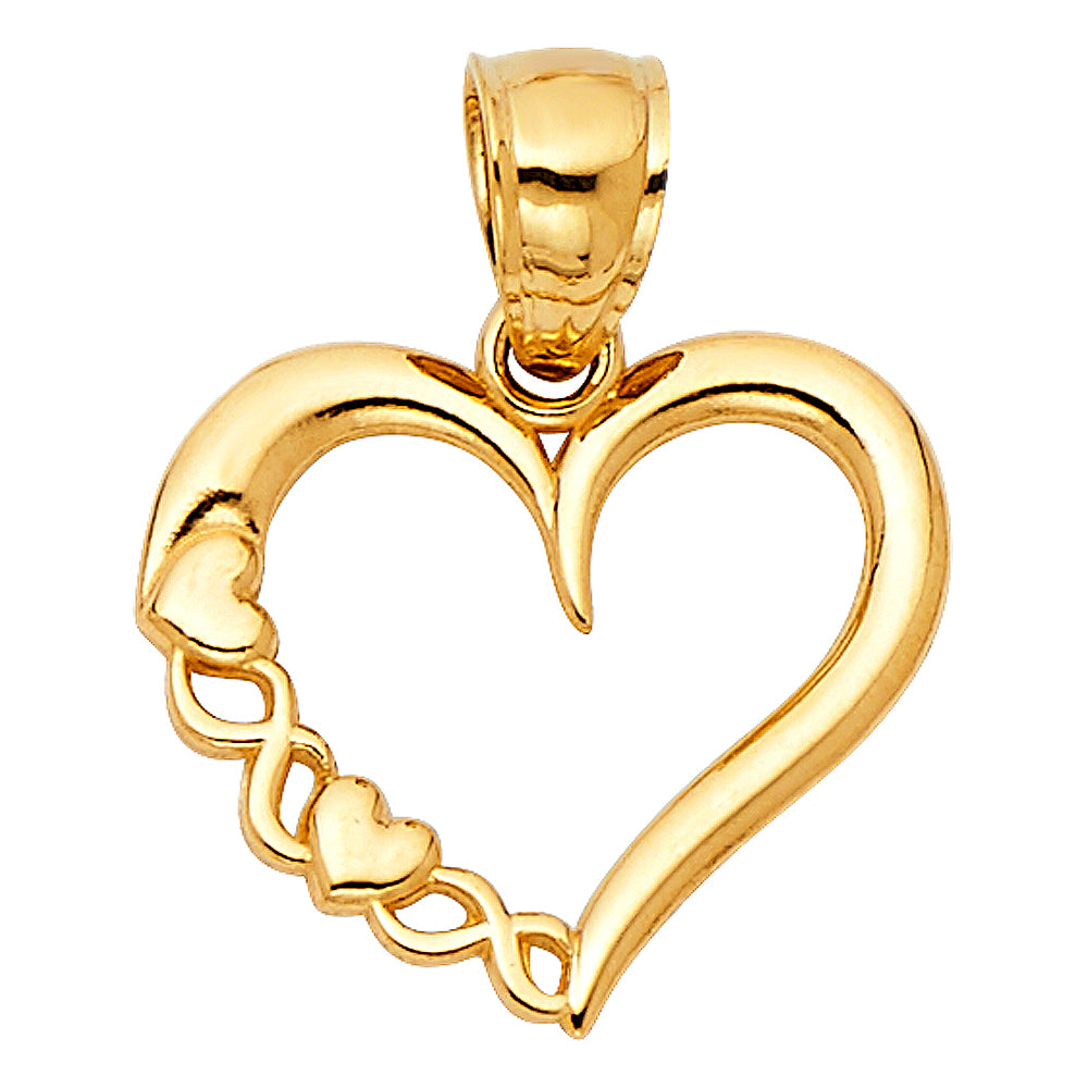 14KT REAL GOLD HEART PENDANT WITH A SMALLER HEART CUTOUT WITHIN IT