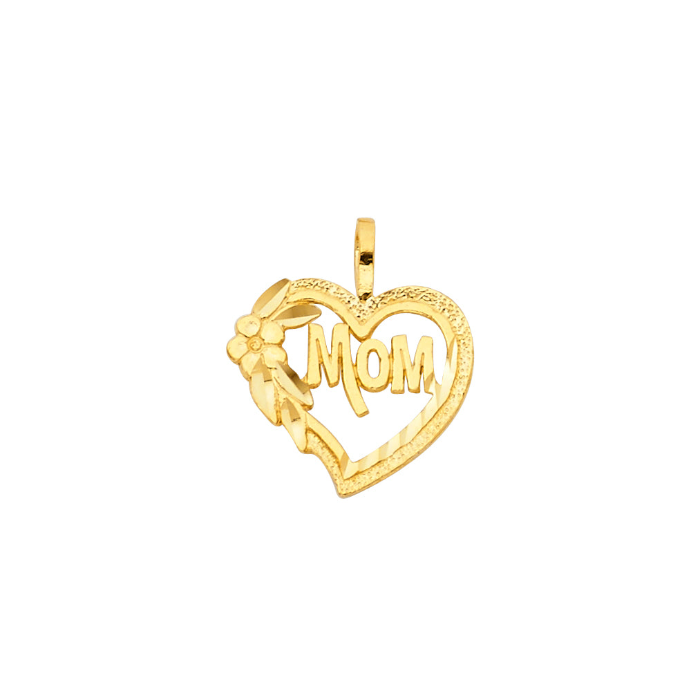 14KT REAL GOLD MOM HEART PENDANT