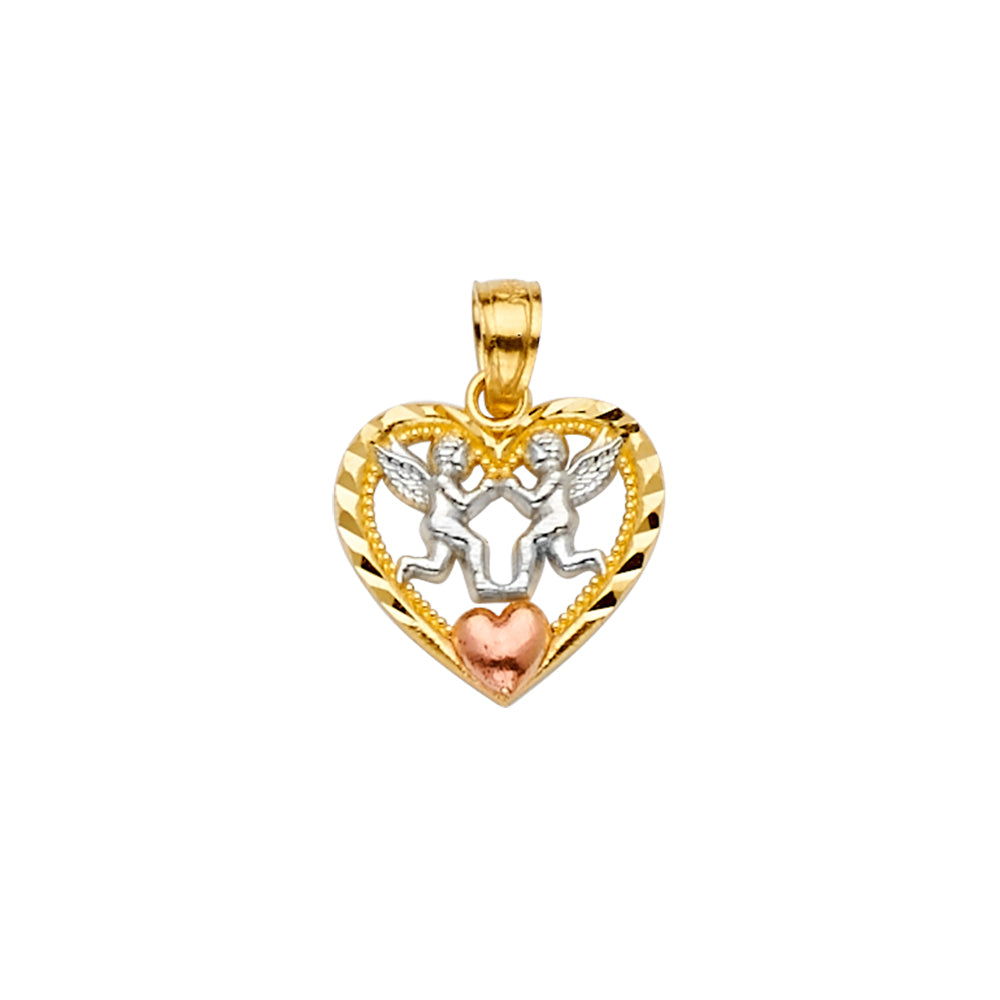 14KT REAL GOLD ANGEL HEART PENDANT