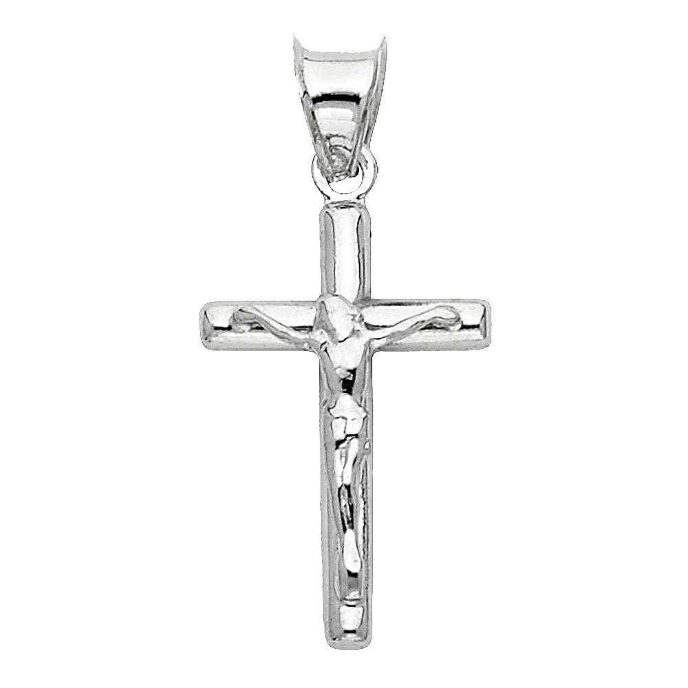 14KT REAL WHITE GOLD CRUCIFIX