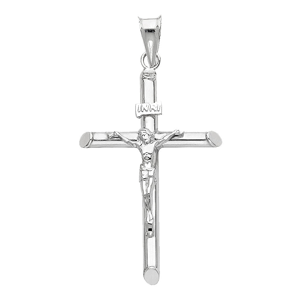 14KT REAL WHITE GOLD CRUCIFIX PENDANT