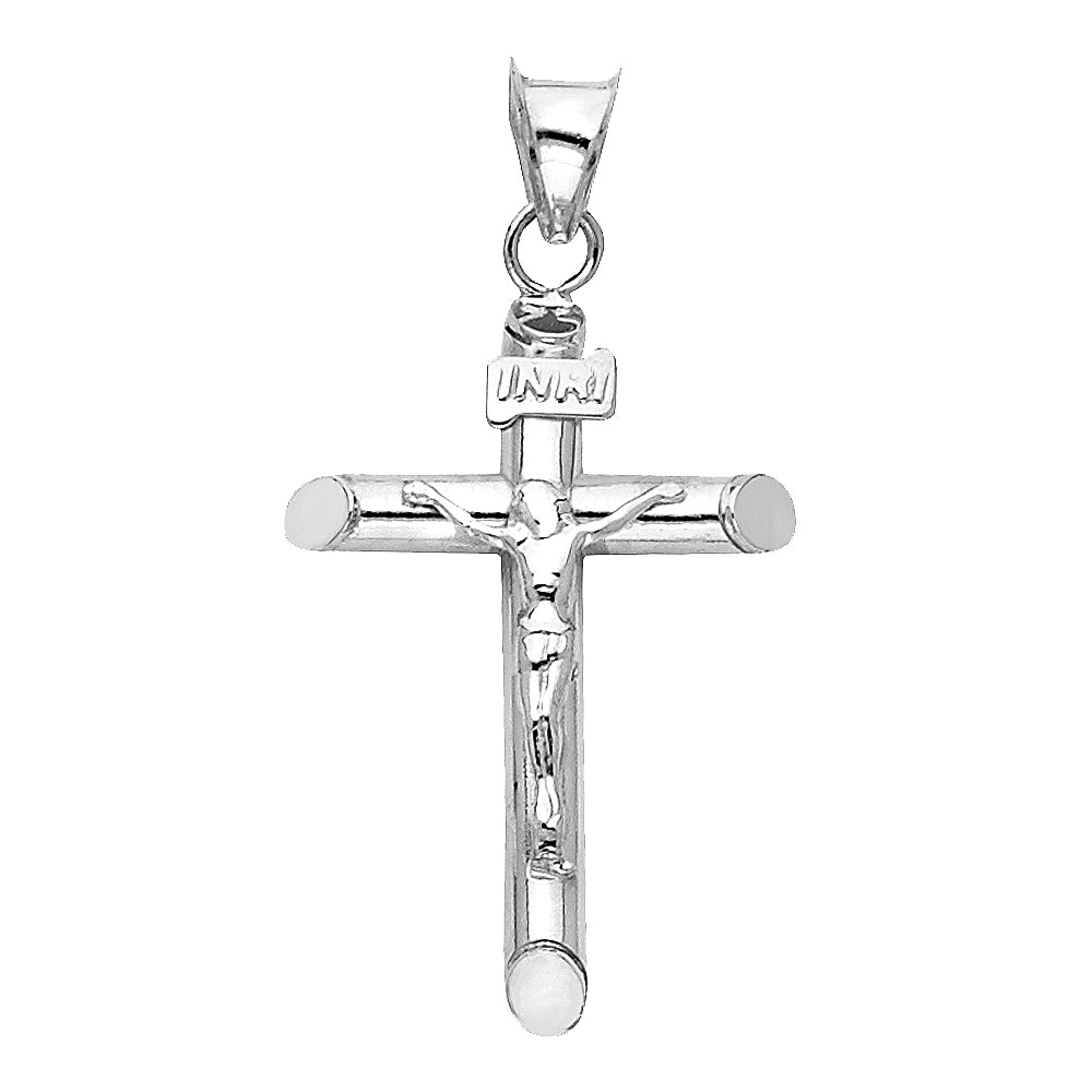 14KT REAL WHITE GOLD CRUCIFIX PENDANT